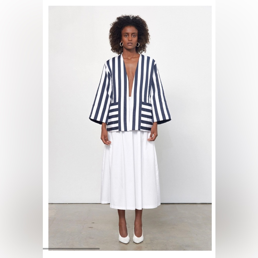ALTHEA jacket reversible kimono stripes blue white MARA HOFFMAN - NWOT - XS